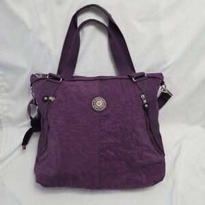 Kipling Purple Nylon Tote Bag | Medium | Dual Handles & Multiple Pockets